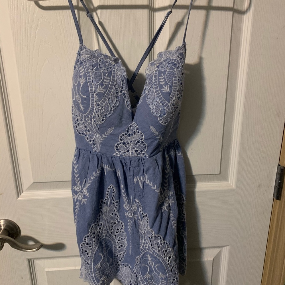 Lace, V cut romper
